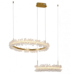 Люстра Crystal round chandelier 2 кольца Латунь