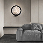 Светодиодное бра круглой формы с металлической рамой черного цвета Marble Glow варинант исполнения - 3 | Loft Concept в Красноярске