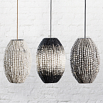 Подвесной светильник вертикальной овальной формы украшенный белыми круглыми бусинами Gradient Oval Pendant Lamp White варинант исполнения - 6 | Loft Concept в Красноярске