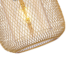 Подвесной светильник со стеклянным плафоном цилиндрической формы и металлической сеткой Metal Mesh Gold варинант исполнения - 4 | Loft Concept в Красноярске