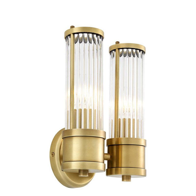 Бра Wall Lamp Claridges Dual Brass Латунь Античная полированная Прозрачное Стекло в Красноярске | Loft Concept 