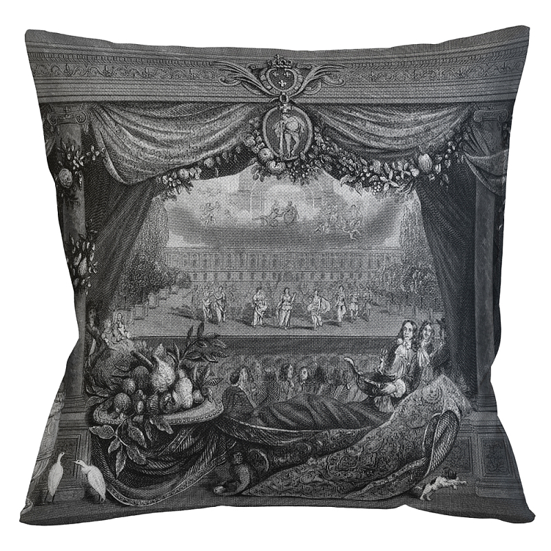 Декоративная подушка Louvre Palace Pillow Черно-белый Бежевый Декоративная подушка Louvre Palace Pillow Черно-белый Бежевый в Красноярске | Loft Concept