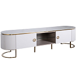 Тумба под телевизор белая овальная с мраморной столешницей Thoroughbass варинант исполнения - 1 | Loft Concept в Красноярске