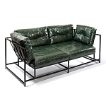 Диван Лофт Натуральная Винтажная кожа Зеленый Two Seat Encounter Leather Sofa варинант исполнения - 3 | Loft Concept в Красноярске