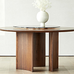 Стол обеденный круглый с двойной столешницей Walnut Wood Table варинант исполнения - 4 | Loft Concept в Красноярске