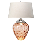 Настольная лампа с фактурным стеклянным основанием красного цвета с хромированной деталью у горловины и белым абажуром из искусственного шёлка Elstead Lighting варинант исполнения - 1 | Loft Concept в Красноярске