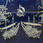 Картина ручная вышивка бисером Ночной пейзаж Night Boat Bay варинант исполнения - 4 | Loft Concept в Красноярске