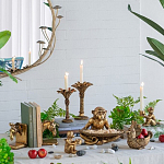 Подсвечник в форме пальмы с резными листьями и текстурным основанием Golden palm leaves варинант исполнения - 4 | Loft Concept в Красноярске