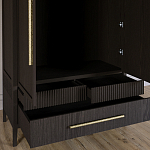 Шкаф платяной Primo с выдвижными ящиками шпон Темный орех варинант исполнения - 5 | Loft Concept в Красноярске