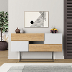 Комод c 2-мя белыми дверцами и 2-мя выдвижными ящиками цвета древесины EROS CONSOLE OAK WHITE варинант исполнения - 1 | Loft Concept в Красноярске