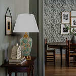 Настольная лампа бирюзовая с цветочным принтом Turquoise Flight варинант исполнения - 5 | Loft Concept в Красноярске