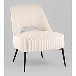 Кресло лаунж Бостон велюр рельефный молочный на черных ножках варинант исполнения - 1 | Loft Concept в Красноярске