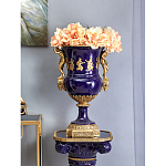 Ваза темно-синего цвета из фарфора с бронзовыми ручками в виде фигур Eden Garden porcelain and bronze варинант исполнения - 8 | Loft Concept в Красноярске