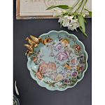 Блюдо из голубого фарфора с бронзовой птичкой Blue Garden варинант исполнения - 5 | Loft Concept в Красноярске