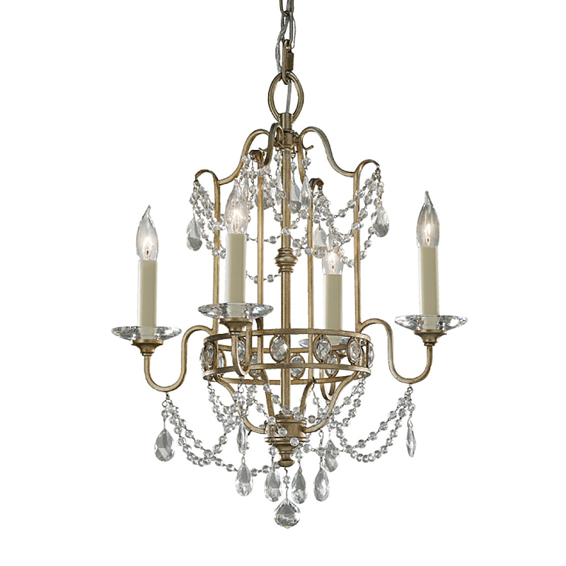 Люстра подвеная с 4-мя лампами и стеклянными подвесками в классическом стиле Feiss Серебряный Прозрачное Стекло в Красноярске | Loft Concept 