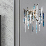 Бра с ветвистым каркасом из металла и подвесками из стекла Droplet Chandelier варинант исполнения - 1 | Loft Concept в Красноярске