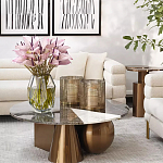 Дизайнерский журнальный стол с круглой столешницей на 3-х геометрических ножках Lehumod варинант исполнения - 3 | Loft Concept в Красноярске