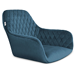 Барный стул со спинкой и подлокотниками на 4-х деревянных ножках Douglas Rhombus Синий Велюр варинант исполнения - 2 | Loft Concept в Красноярске