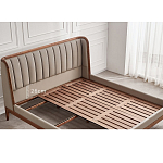 Кровать двуспальная с мягким изголовьем Moon Walnut Bed варинант исполнения - 9 | Loft Concept в Красноярске
