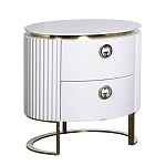 Тумбочка белая овальная с мраморной столешницей Thoroughbass варинант исполнения - 1 | Loft Concept в Красноярске