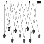 Подвесной светильник черными плафонами на длинных пересекающихся тросах Construction варинант исполнения - 7 | Loft Concept в Красноярске