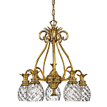 Люстра цвета латунь с 5-ю плафонами из рельефного стекла в форме ананаса Hinkley варинант исполнения - 1 | Loft Concept в Красноярске