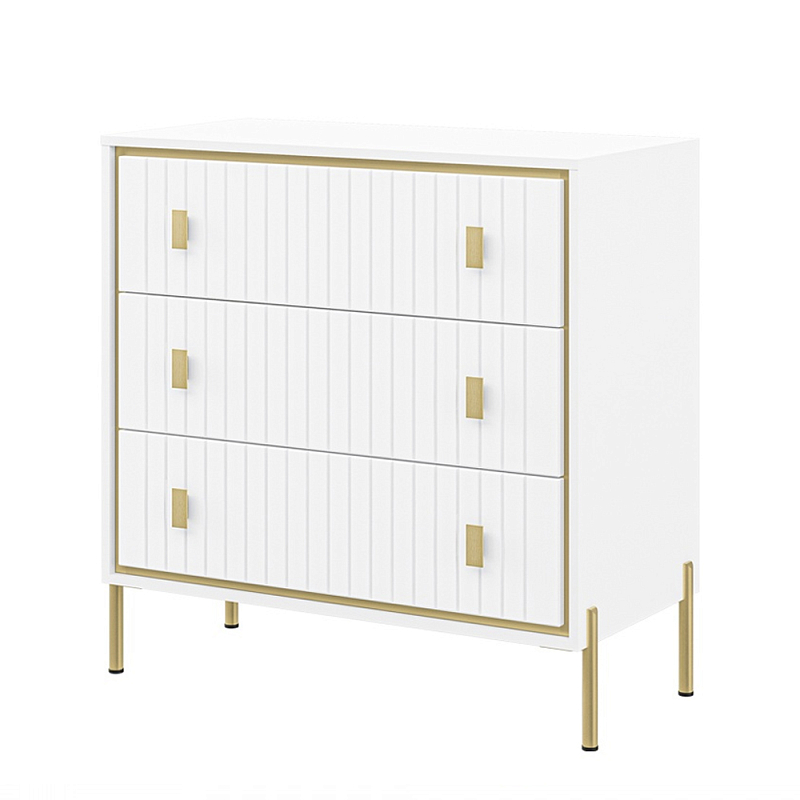 Комод белый глянцевый с тремя ящиками Antique Order Белый Золотой в Красноярске | Loft Concept 