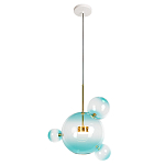 Подвесной светильник с прозрачными бирюзовыми стеклянными шарами и золотыми деталями Диаметр 43 Giopato & Coombes варинант исполнения - 1 | Loft Concept в Красноярске