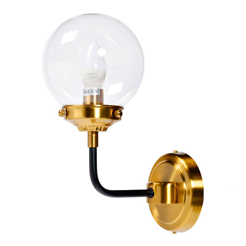Бра БИСТРО Globe Clear Glass Single Sconce Brass  в Красноярске | Loft Concept 