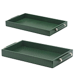 Комплект из двух прямоугольных подносов зеленого цвета Serpent варинант исполнения - 2 | Loft Concept в Красноярске