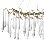 Линейная люстра с хрустальными подвесками в виде капель Droplet Crystal Gold Linear Chandelier 12 варинант исполнения - 2 | Loft Concept в Красноярске