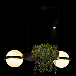 Подвесной светильник с 2-мя шарообразными плафонами и цилиндрическим спотом Light of Еyes варинант исполнения - 5 | Loft Concept в Красноярске