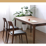 Стул деревянный с мягким сиденьем из черной натуральной кожи Moon Walnut Furniture варинант исполнения - 1 | Loft Concept в Красноярске