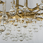 Потолочная люстра в виде ветвей деревьев золотого цвета с прозрачными подвесками-каплями Droplet Chandelier варинант исполнения - 5 | Loft Concept в Красноярске