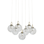 Люстра с 7-ю плафонами из прозрачного стекла в форме шара Orb Cascade  варинант исполнения - 1 | Loft Concept в Красноярске