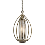 Подвесной светильник овальной формы с цилиндрическим плафоном в цвете сусальное серебро Kichler варинант исполнения - 1 | Loft Concept в Красноярске