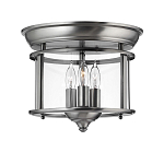 Потолочный светильник в форме фонаря с прозрачным цилиндрическим плафоном и тремя лампами в форме свечей Hinkley варинант исполнения - 1 | Loft Concept в Красноярске