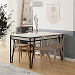 Стол обеденный с прямоугольной столешницей пыльного белого цвета на 4-х металлических ножках PAL ANCIENT WHITE варинант исполнения - 3 | Loft Concept в Красноярске