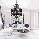 Люстра подвесная с плиссированными абажурами и множеством подвесок черного цвета Диаметр 62 см Lustre Reverie варинант исполнения - 4 | Loft Concept в Красноярске