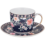 Чайный сервиз из фарфора синий на 6 персон 14 предметов Flower Porcelain Collection варинант исполнения - 2 | Loft Concept в Красноярске