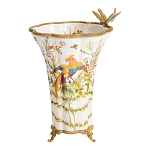 Ваза из фарфора с бронзовой стрекозой  Paradise Dragonfly варинант исполнения - 6 | Loft Concept в Красноярске