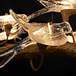 Люстра подвесная линейная с прозрачными стеклянными птичками на ветвях Serip Voa варинант исполнения - 11 | Loft Concept в Красноярске