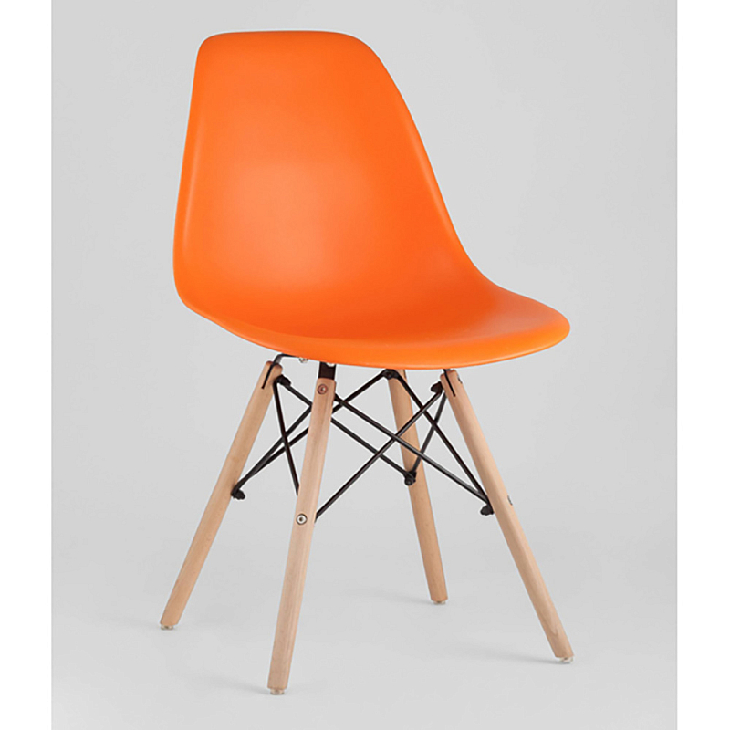 Пластиковый стул на ножках из массива бука Eames Orange Оранжевый Древесина Пластиковый стул на ножках из массива бука Eames Orange Оранжевый Древесина в Красноярске | Loft Concept