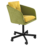 Стул с мягкой обивкой из велюра и подъемно-поворотным механизмом на колесиках Mason Green and Yellow варинант исполнения - 1 | Loft Concept в Красноярске