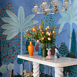 Обои ручная роспись Malwa Special Colourway on blue painted Xuan paper варинант исполнения - 1 | Loft Concept в Красноярске