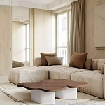 Дизайнерский журнальный стол с фигурной столешницей на белом основании Holarisex варинант исполнения - 1 | Loft Concept в Красноярске