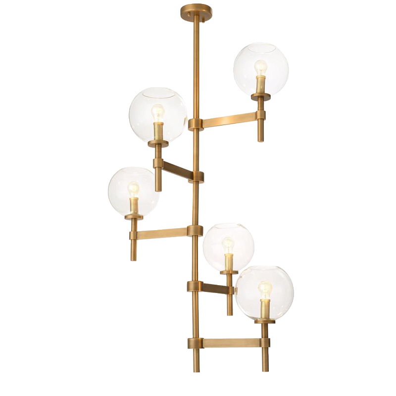 Люстра Chandelier Jade Cascade Латунь Античная полированная Прозрачное Стекло Люстра Chandelier Jade Cascade Латунь Античная полированная Прозрачное Стекло в Красноярске | Loft Concept