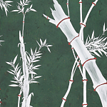 Обои ручная роспись Bamboo Argent on Edo Green painted silk варинант исполнения - 2 | Loft Concept в Красноярске