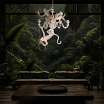 Люстра с тремя фигурами обезьян с лампочками в руках белого цвета Hanging Monkey варинант исполнения - 10 | Loft Concept в Красноярске