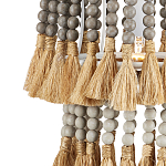 Подвесной светильник двухъярусный с декором из круглых деревянных бусин с кисточками Gray Brown Wooden Beads Chandelier варинант исполнения - 1 | Loft Concept в Красноярске